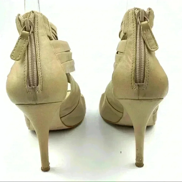 Bcbg Paris Womens caged open toe heels size 7 37 cream leather strappy party - Picture 4 of 12